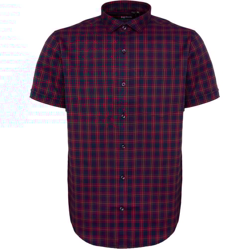 Bigdude Fine Check Short Sleeve Shirt Navy/Red