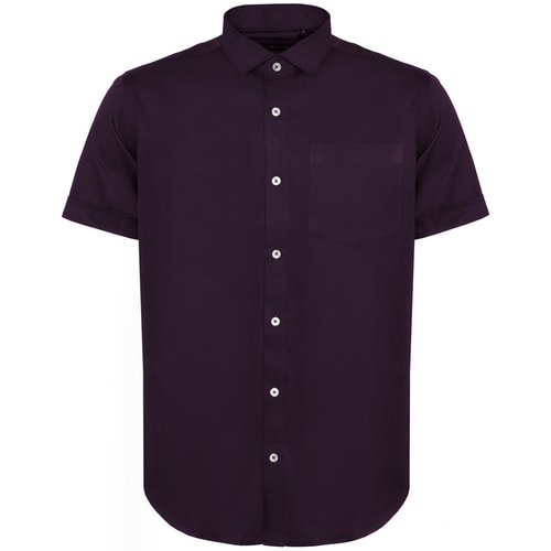 Bigdude Fine Twill Short Sleeve Shirt Plum