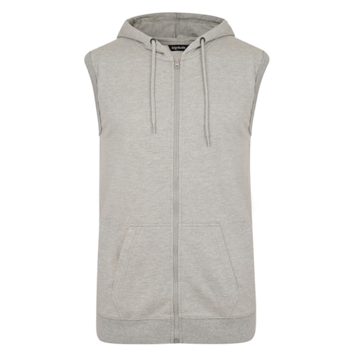 Bigdude Loop Back Sleeveless Hoody Grey Marl Tall