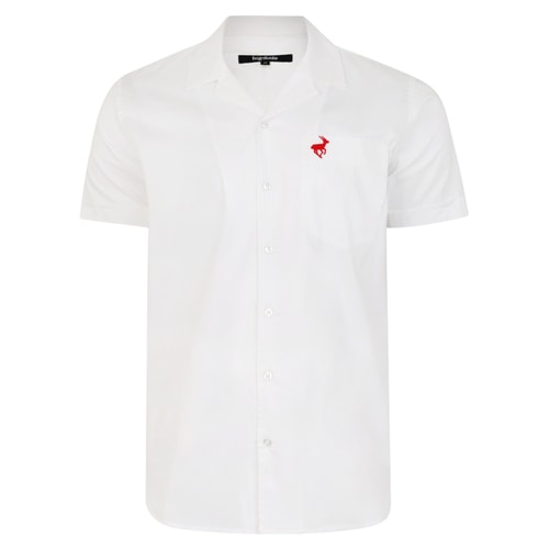Bigdude Relaxed Collar Short Sleeve Shirt White