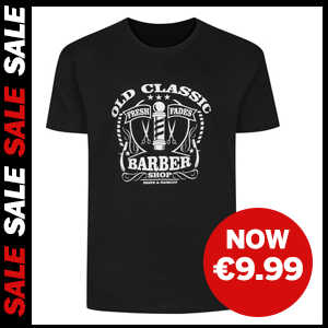 Old Classic Barber Shop Print T-Shirt now €9.99