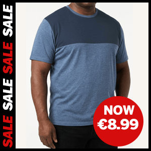  Cut & Sew 2 Tone T-Shirt now €8.99