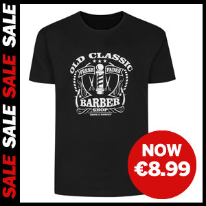 Old Classic Barber Shop Print T-Shirt now €8.99