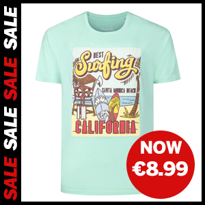 Best Surfing In California Print T-Shirt now €8.99